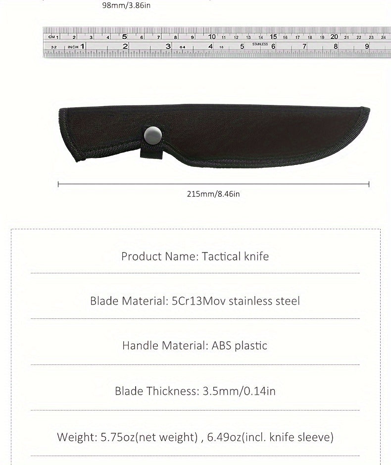1pc Premium Outdoor Stainless Steel Straight Blade Knife - Durable EDC Fixed Blade with Sheath, Multi-Purpose Cutting Tool for Camping, Hiking, and Outdoor Adventures - Corrosion-Resistant, Ergonomic Handle, and Portable Desi RISE DEFENSE SYSTEMS.AI PRODUCTS
