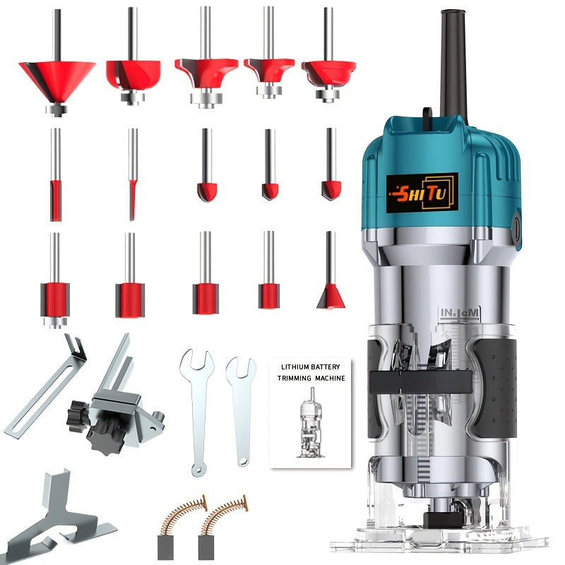 Compact 800W Wood Router for Woodworking - 35000RPM, Edge Guide, Roller Guide for Precise Trimming and Profiling, 110V Plug-In Power RISE DEFENSE SYSTEMS.AI PRODUCTS