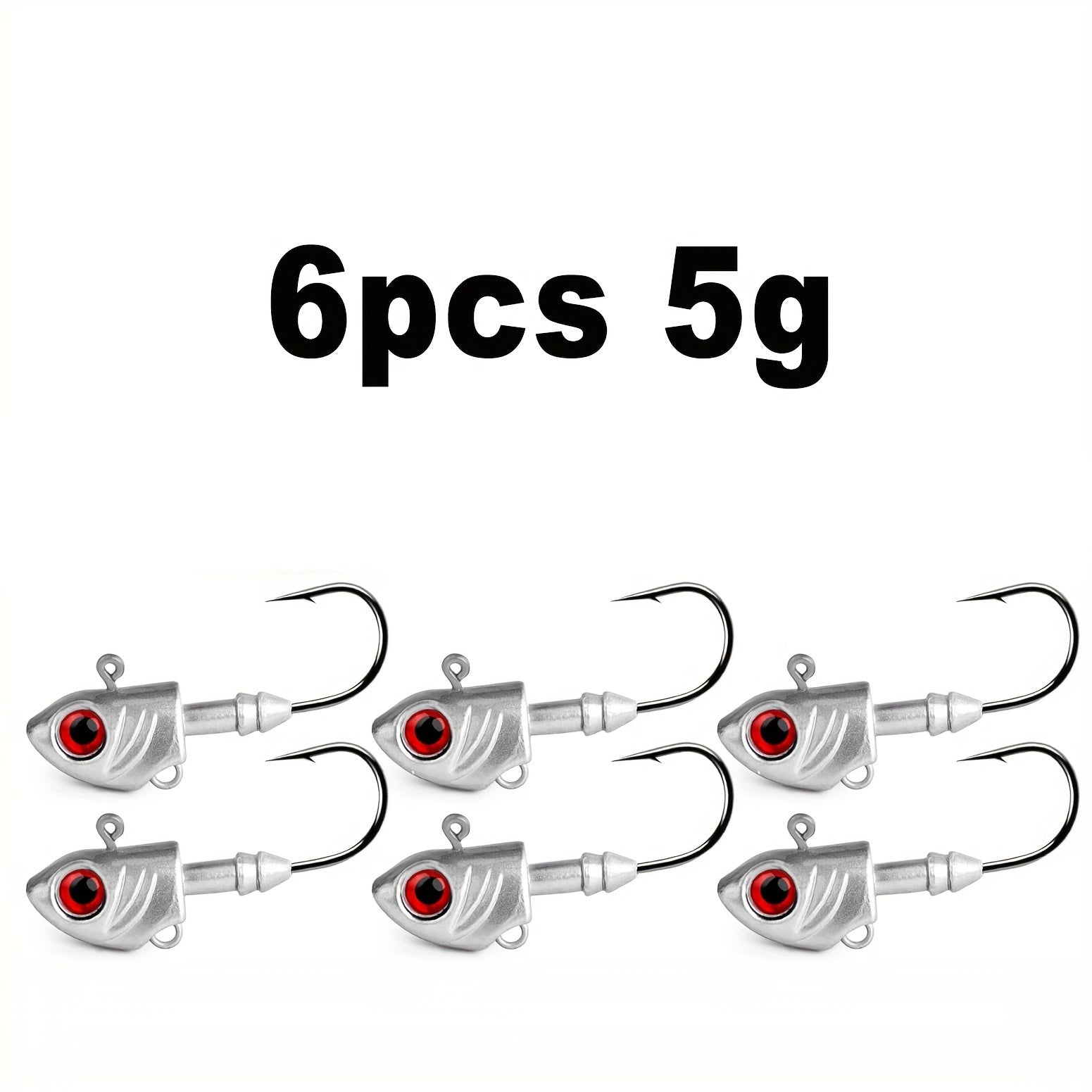 [Popular Choice] 6pcs Swimbait Jig Heads with Red Eyes - Lead Fishing Jig Heads for Freshwater and Saltwater, Essential Pike and Bass Fishing Tackles, Glow-in-the-Dark, Lure, Hook RISE DEFENSE SYSTEMS.AI PRODUCTS