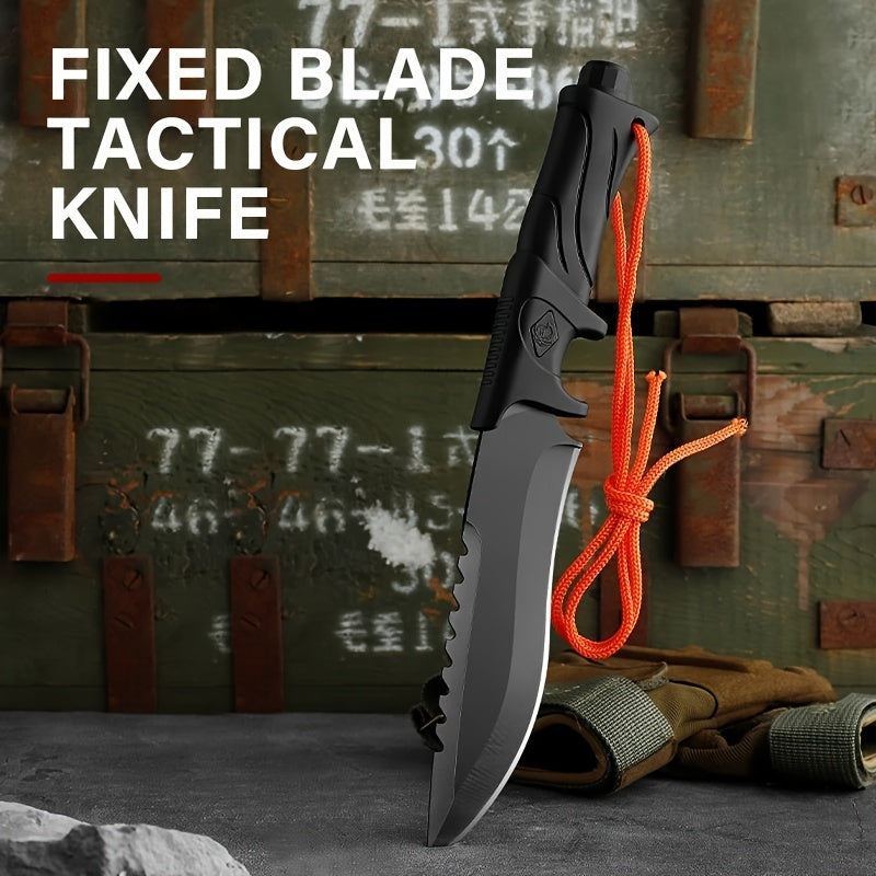 1pc Premium Outdoor Stainless Steel Straight Blade Knife - Durable EDC Fixed Blade with Sheath, Multi-Purpose Cutting Tool for Camping, Hiking, and Outdoor Adventures - Corrosion-Resistant, Ergonomic Handle, and Portable Desi RISE DEFENSE SYSTEMS.AI PRODUCTS