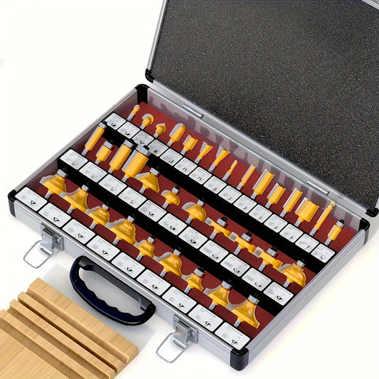 4/15/24/35pcs/Set Carbide Tipped Router Bits, 1/4 Inch Shanks, Woodworking Router, Premium Woodworking Router Bit Set, Carbide Tipped Precision Cutting Tools With Durable Metal Case, Wooden Case RISE DEFENSE SYSTEMS.AI PRODUCTS