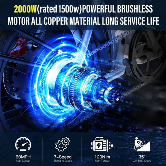 Coswheel Electric Bike CT20S 2000W Motorcyle Drit bike Ebike 20 Inch Fat Tire Bicycle 60V 27.5AH Bikes Adult Electric Bicycle - RISE DEFENSE SYSTEMS.AI PRODUCTS