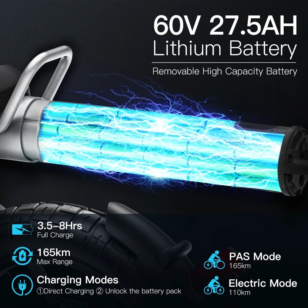 Coswheel Electric Bike CT20S 2000W Motorcyle Drit bike Ebike 20 Inch Fat Tire Bicycle 60V 27.5AH Bikes Adult Electric Bicycle - RISE DEFENSE SYSTEMS.AI PRODUCTS