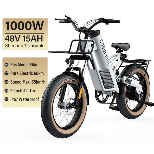 Coswheel M20 Electric Bike Electrical bicycle for adult 1000W Ebike 20 Inch Tire 48V 20AH Battery Outdoor Road Snow Bike Cargo - RISE DEFENSE SYSTEMS.AI PRODUCTS