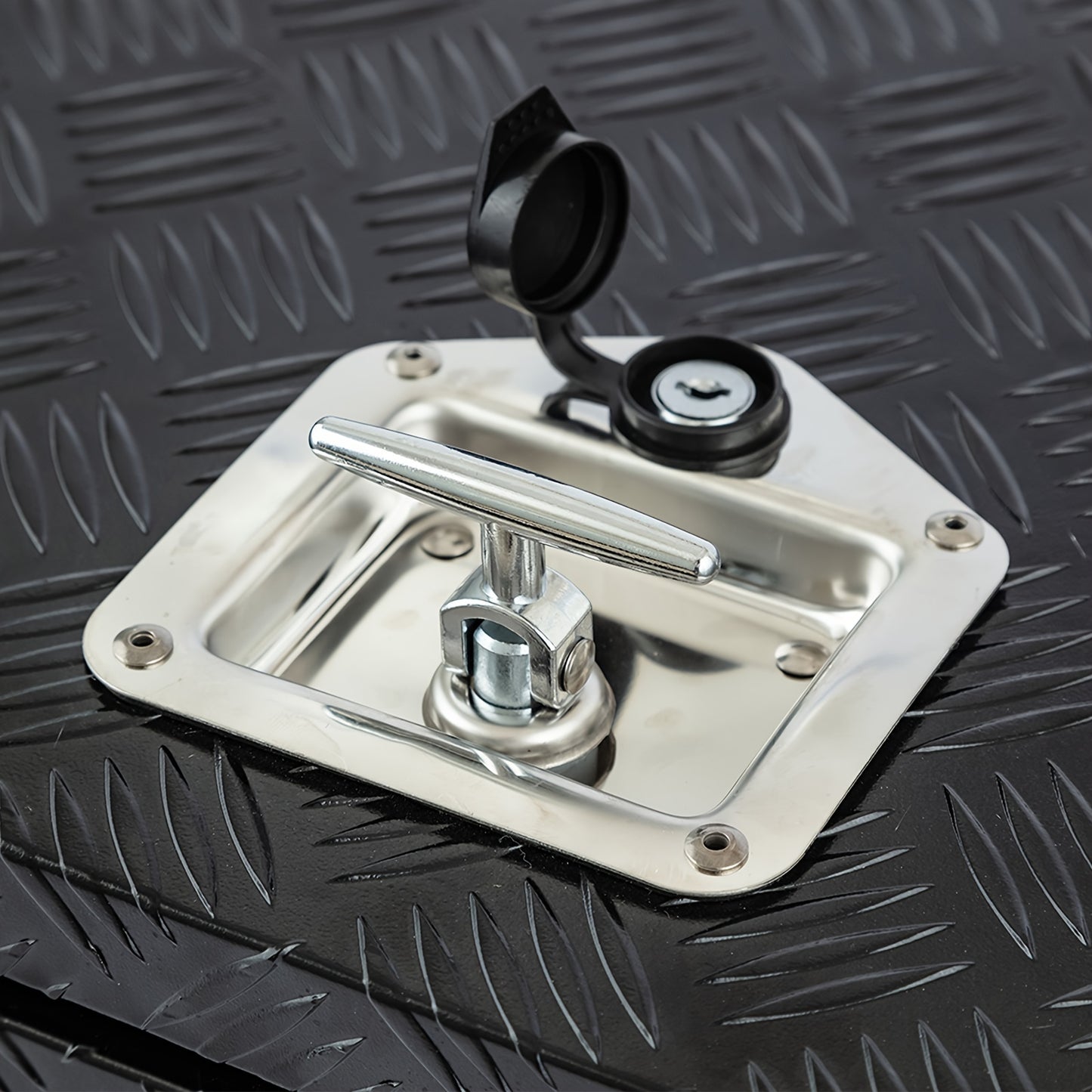 Truck Bed Tool Box Trailer Storage Tool Box Black Aluminum Heavy Duty Pick Up Truck Bed RV Toolbox Diamond Plate With Lock & Keys RISE DEFENSE SYSTEMS.AI PRODUCTS