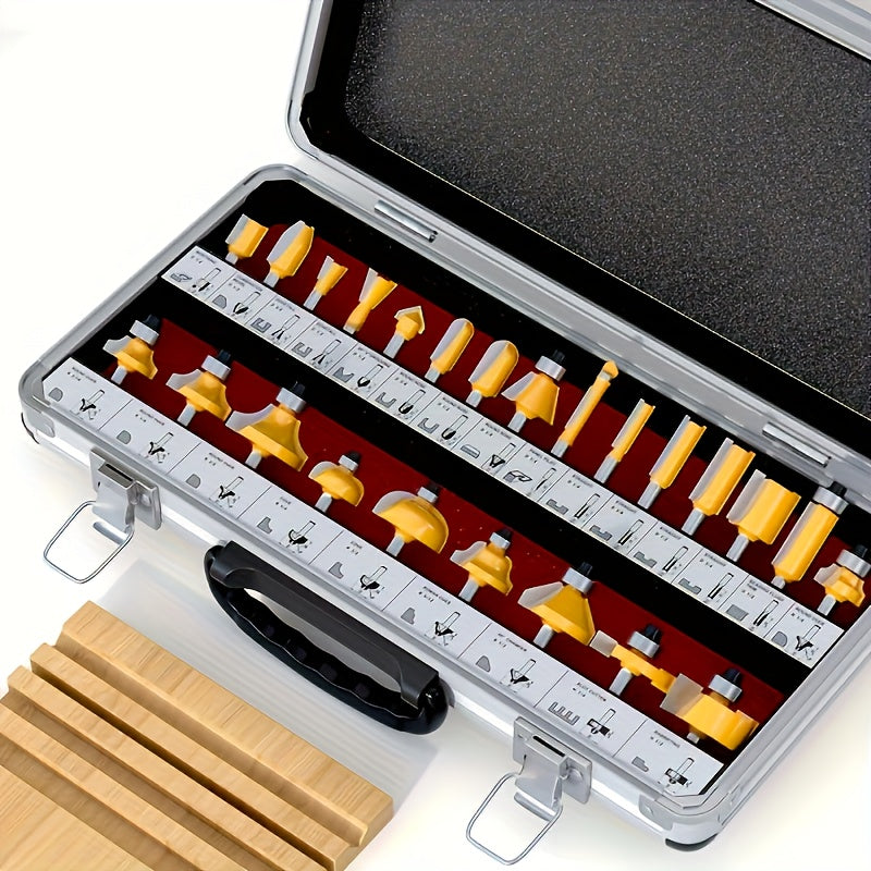 4/15/24/35pcs/Set Carbide Tipped Router Bits, 1/4 Inch Shanks, Woodworking Router, Premium Woodworking Router Bit Set, Carbide Tipped Precision Cutting Tools With Durable Metal Case, Wooden Case RISE DEFENSE SYSTEMS.AI PRODUCTS