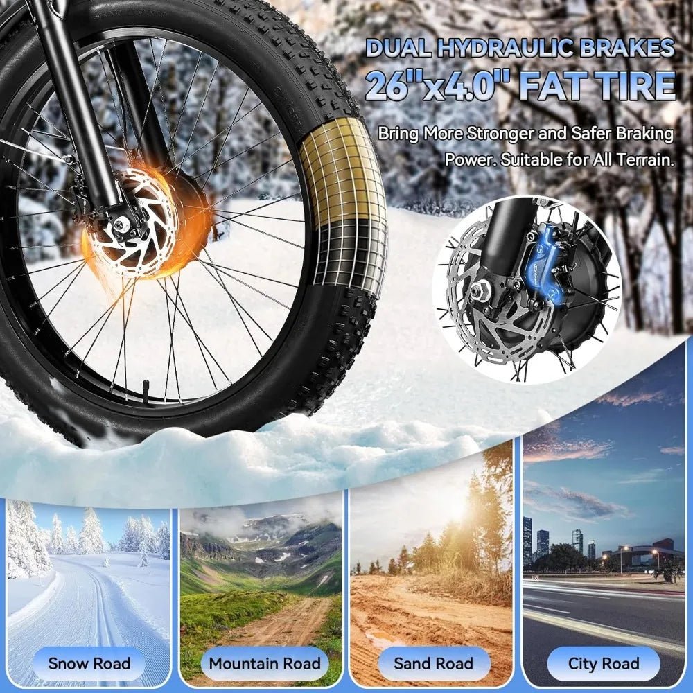 Dual Motor 3000W Peak Electric Bike , 52V23AH Battery, Up To 37MPH 87 Miles Range, Full Suspension, Electric Bicycle - RISE DEFENSE SYSTEMS.AI PRODUCTS