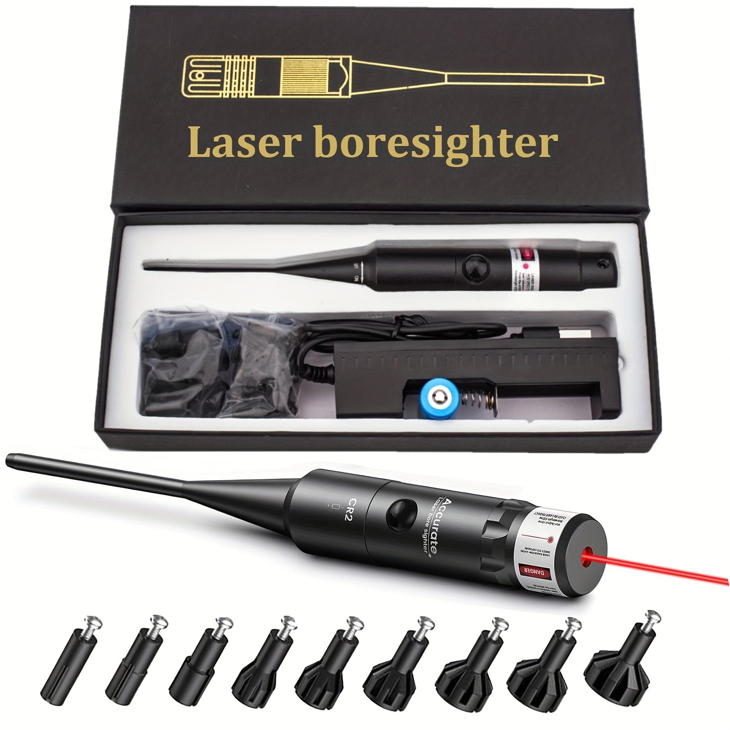 Bore Sight Laser, Site Right Laser Bore Sight, Tactical Elite Laser Bore Sight - for Multiple Calibres Green/Red Laser Bore Sight Kit with 8/32 AdaptersFits All Firearms From.17 to 12GA. RISE DEFENSE SYSTEMS.AI PRODUCTS