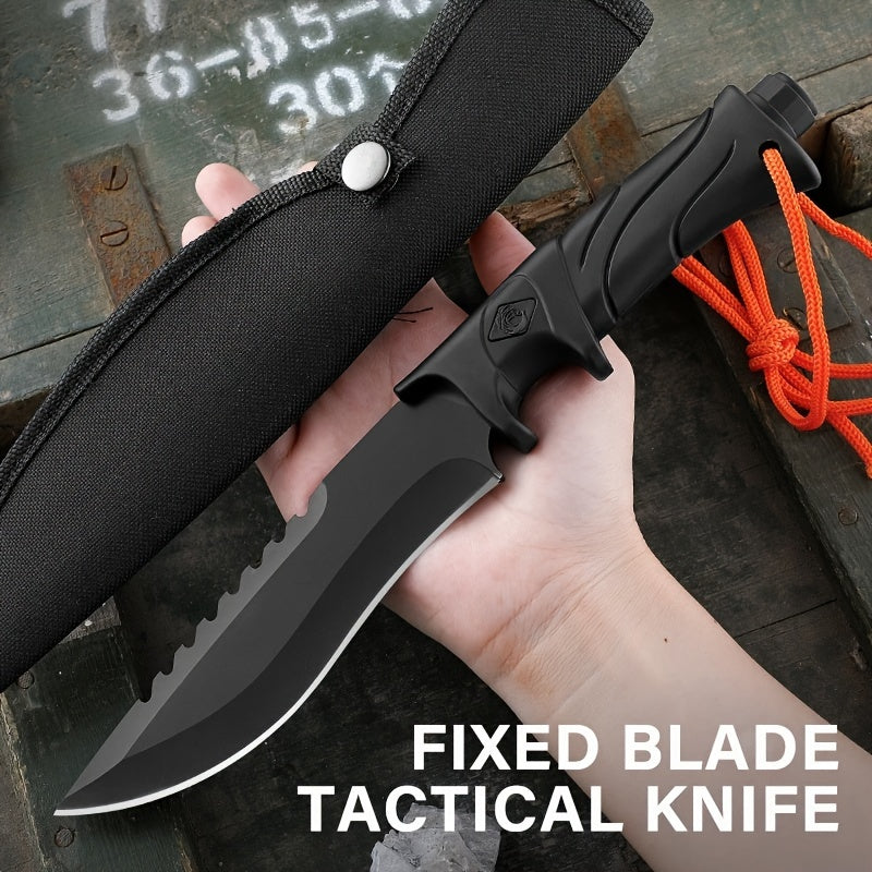 1pc Premium Outdoor Stainless Steel Straight Blade Knife - Durable EDC Fixed Blade with Sheath, Multi-Purpose Cutting Tool for Camping, Hiking, and Outdoor Adventures - Corrosion-Resistant, Ergonomic Handle, and Portable Desi RISE DEFENSE SYSTEMS.AI PRODUCTS