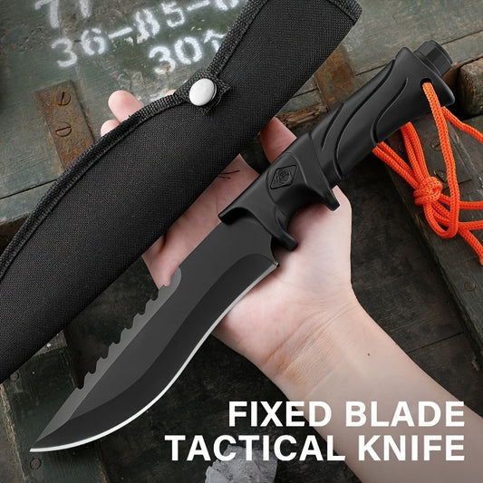 1pc Premium Outdoor Stainless Steel Straight Blade Knife - Durable EDC Fixed Blade with Sheath, Multi-Purpose Cutting Tool for Camping, Hiking, and Outdoor Adventures - Corrosion-Resistant, Ergonomic Handle, and Portable Desi RISE DEFENSE SYSTEMS.AI PRODUCTS