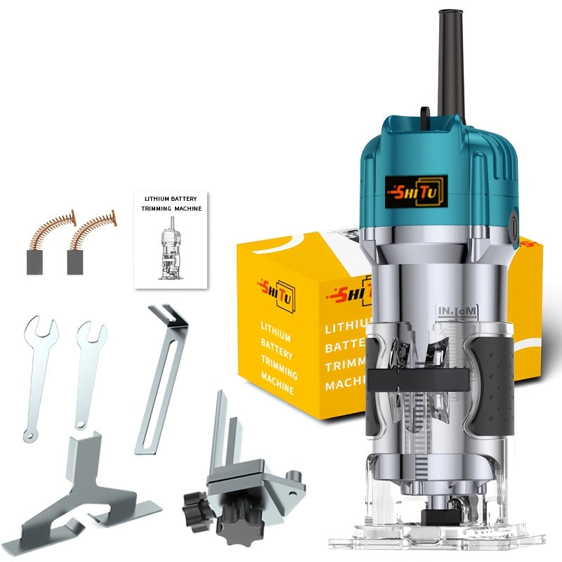 Compact 800W Wood Router for Woodworking - 35000RPM, Edge Guide, Roller Guide for Precise Trimming and Profiling, 110V Plug-In Power RISE DEFENSE SYSTEMS.AI PRODUCTS