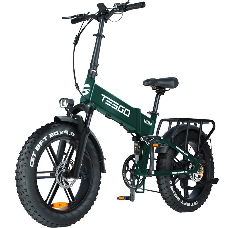 Ebike 1000W adult electric bike, TESGO folding electric bike 48V 17.4AH 20" fat tyres, full suspension hydraulic brake - RISE DEFENSE SYSTEMS.AI PRODUCTS