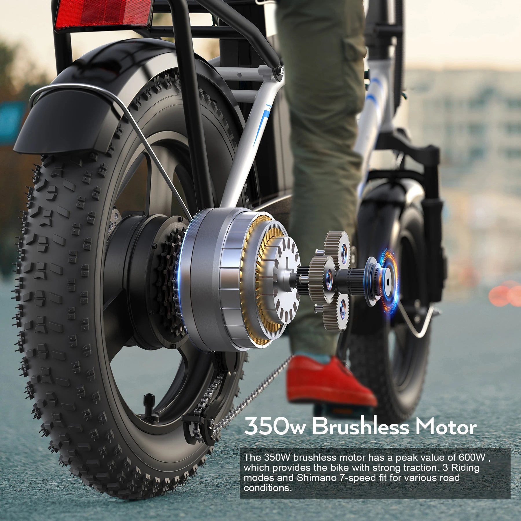 Electric Bike, 16" x 3.0 Fat Tire Electric Bike for Adults, 350W Folding EBike with 48V Removable Battery, 20MPH - RISE DEFENSE SYSTEMS.AI PRODUCTS