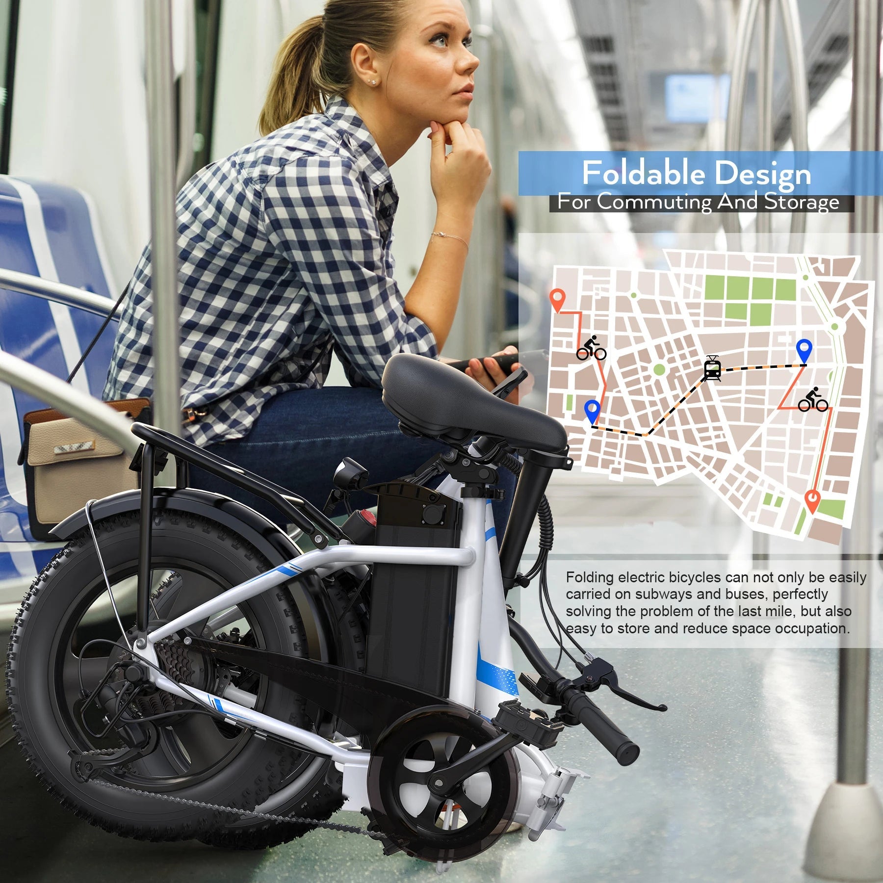 Electric Bike, 16" x 3.0 Fat Tire Electric Bike for Adults, 350W Folding EBike with 48V Removable Battery, 20MPH - RISE DEFENSE SYSTEMS.AI PRODUCTS