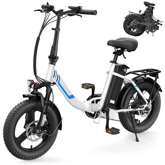Electric Bike, 16" x 3.0 Fat Tire Electric Bike for Adults, 350W Folding EBike with 48V Removable Battery, 20MPH - RISE DEFENSE SYSTEMS.AI PRODUCTS