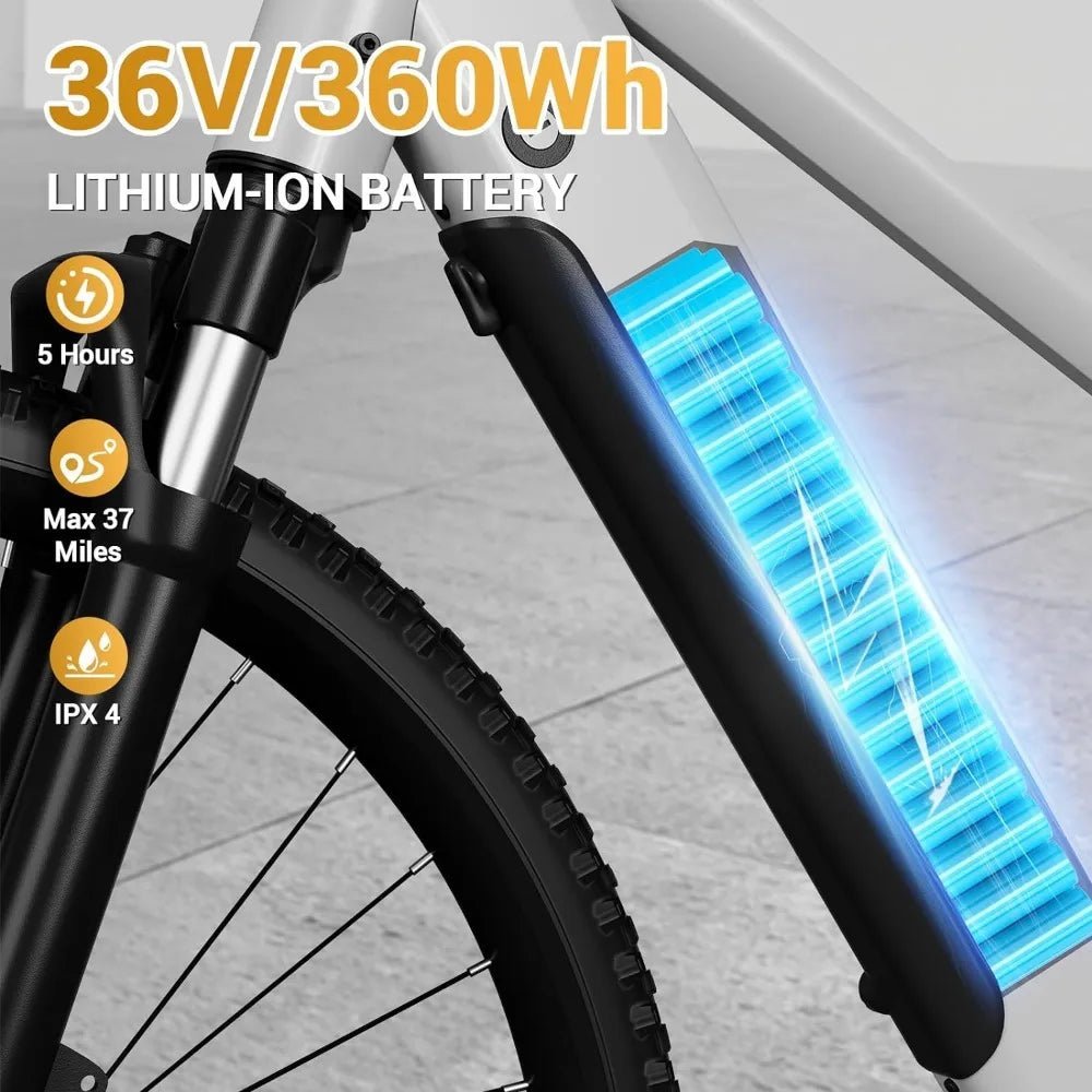 Electric Bike for Adults,7 - Speed,Commuter Electric Bike with 360Wh Removable Battery,LCD Display,Suspension Fork - RISE DEFENSE SYSTEMS.AI PRODUCTS