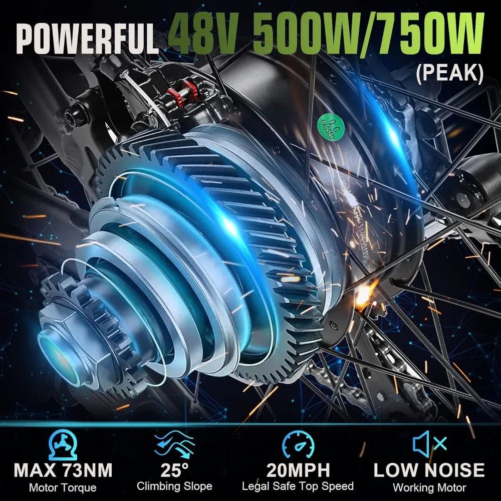 Electric Bike for Adults，Peak 750W Ebike，60 Miles Electric Bicycle with 48V/499Wh Battery，27.5 '' Hummmer Electric Mountain Bike - RISE DEFENSE SYSTEMS.AI PRODUCTS