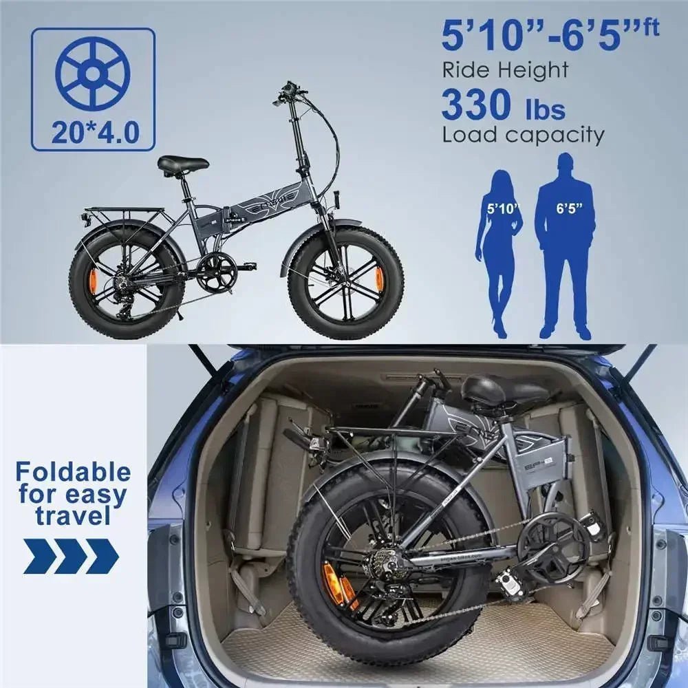 EP - 2PRO EBike 750W Powerful Motor 48V13Ah Lithium Battery Folding Electric Bike Adult Mountain 20 Inch Fat Tire Electric Bicycle - RISE DEFENSE SYSTEMS.AI PRODUCTS