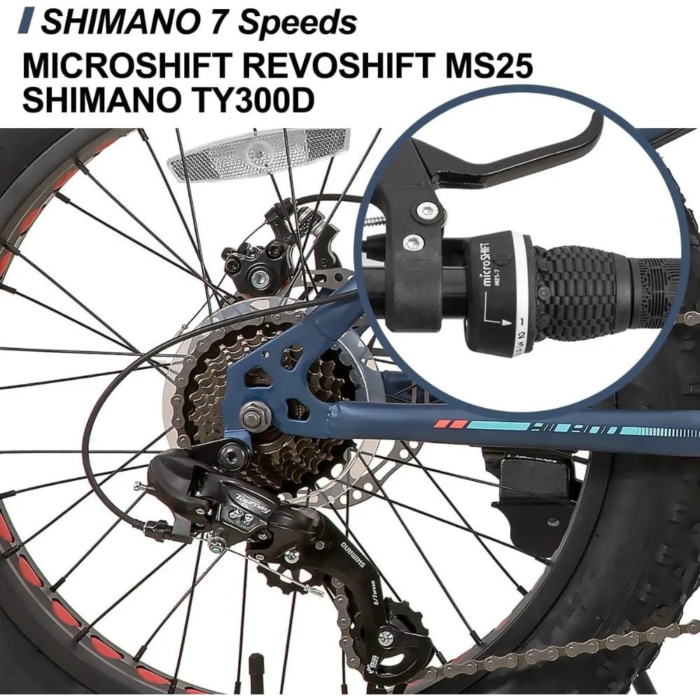 Fat Tire Mountain Bike for Boys and Girls Age 5 + Years, Shimano 7 - Speed, Dual - Disc Brake,Kids Beach and Snow Bicycle - RISE DEFENSE SYSTEMS.AI PRODUCTS