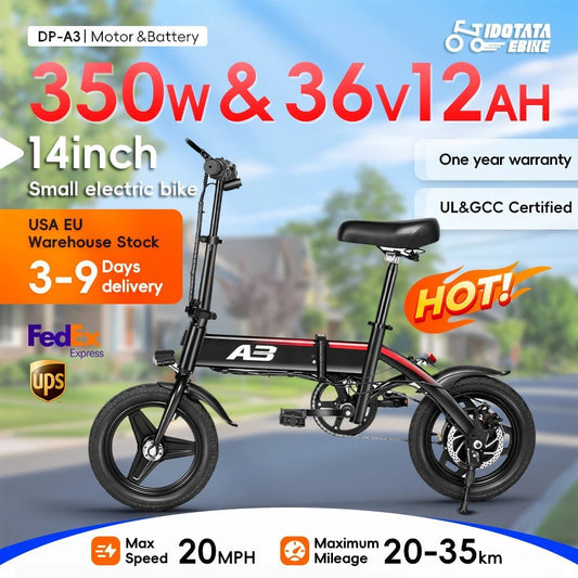 IDOTATA Electric Bike for Adults 600W Peak Motor, 20mph Folding Ebike, 14" Woman Electric Bicycles,48V 10AH , Multi - Shock Ebike - RISE DEFENSE SYSTEMS.AI PRODUCTS