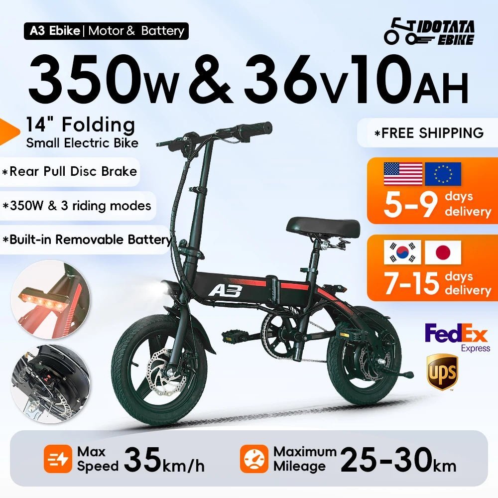 IDOTATA Electric Bike for Adults 600W Peak Motor, 20mph Folding Ebike, 14" Woman Electric Bicycles,48V 10AH , Multi - Shock Ebike - RISE DEFENSE SYSTEMS.AI PRODUCTS