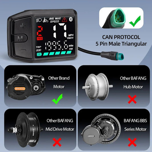LED Display DZ41 Bluetooth Speedometer EBike Compatible with Bafang CAN Protocol 0 - 9 Levels M500 M600 G510 M620 M420 M300 M200 - RISE DEFENSE SYSTEMS.AI PRODUCTS