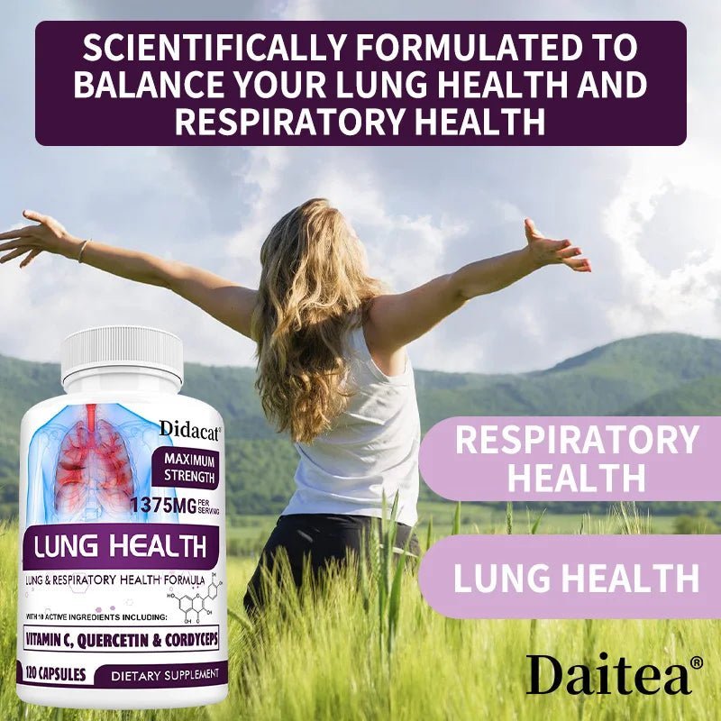 Lung Health Supplement, Detox, Cleanse, Lung Support, Respiratory Health with Vitamin C, Quercetin, Cordyceps - RISE DEFENSE SYSTEMS.AI PRODUCTS