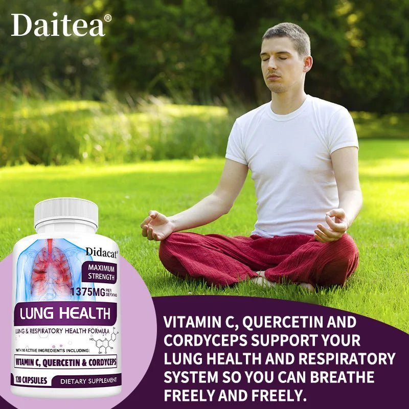 Lung Health Supplement, Detox, Cleanse, Lung Support, Respiratory Health with Vitamin C, Quercetin, Cordyceps - RISE DEFENSE SYSTEMS.AI PRODUCTS