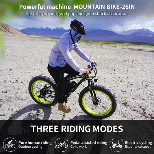 Mountain Ebike Bicycle For Adults 48V 1000W Powerful Electric Bike 28 - 30Miles Range 26'' Fat Tire Snow Electric Bicycle Bike - RISE DEFENSE SYSTEMS.AI PRODUCTS
