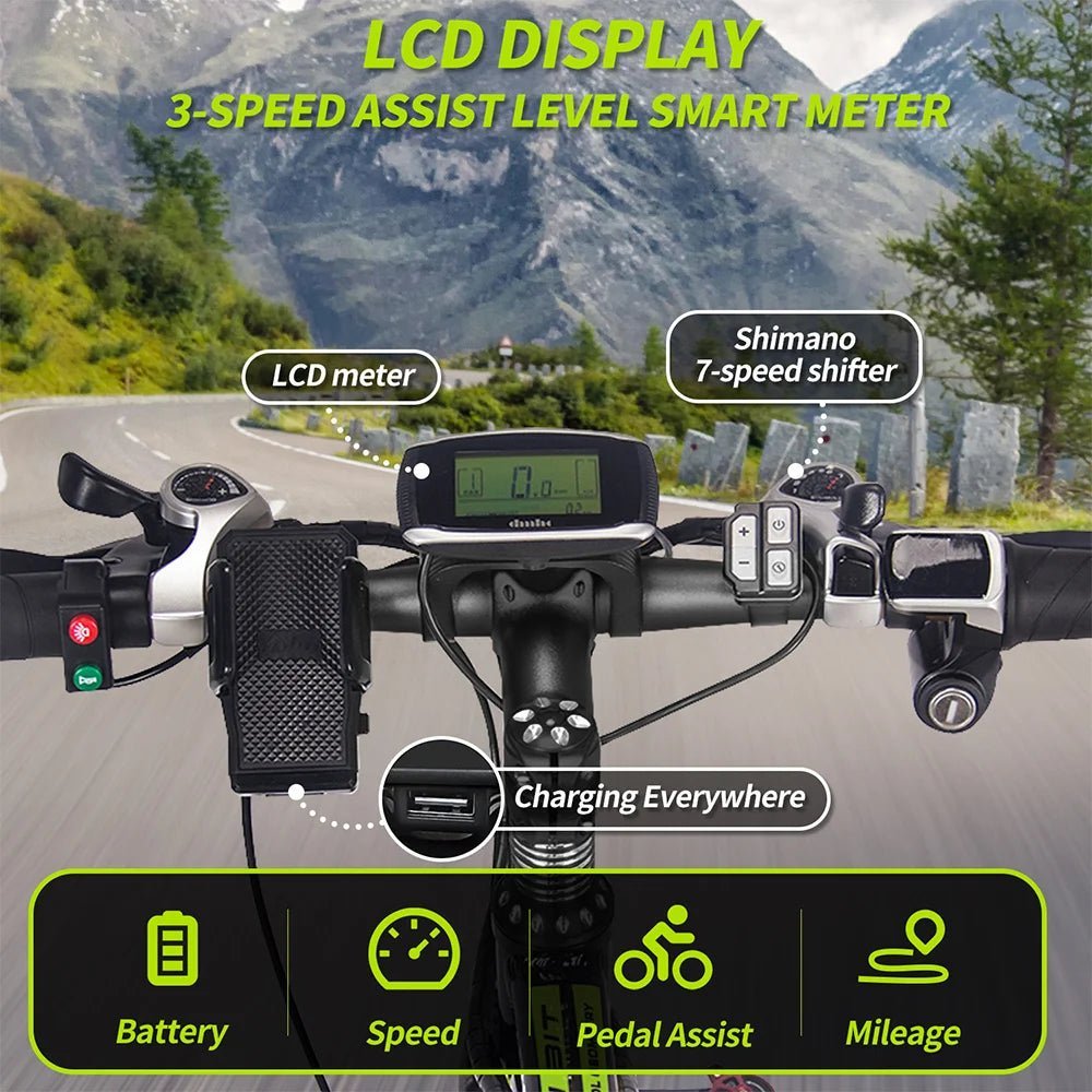 Mountain Ebike Bicycle For Adults 48V 1000W Powerful Electric Bike 28 - 30Miles Range 26'' Fat Tire Snow Electric Bicycle Bike - RISE DEFENSE SYSTEMS.AI PRODUCTS