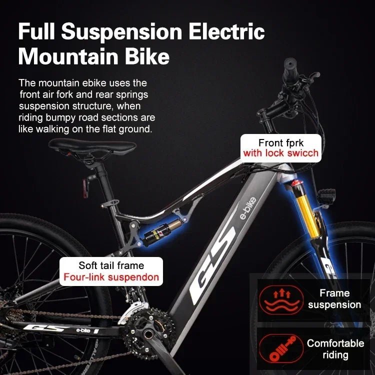 New Ebike 500W 27.5 - inch Electric Bicycle Aluminum Alloy Full Suspension Ebike 48V 17AH Lithum Battery Convenient Low Noise Bike - RISE DEFENSE SYSTEMS.AI PRODUCTS