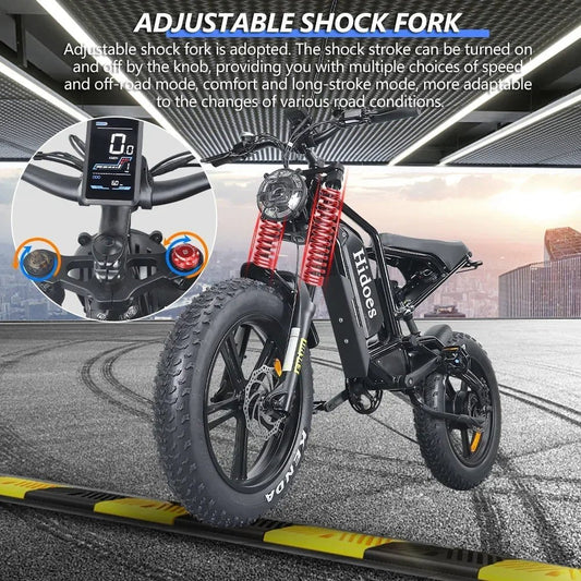 New HD - B6 Electric bike Fat Tire 20Inch Mountain Ebike 1200W Motor 48V 17.5AH Road Beach Motorcycle Power Electric Bicycle - RISE DEFENSE SYSTEMS.AI PRODUCTS
