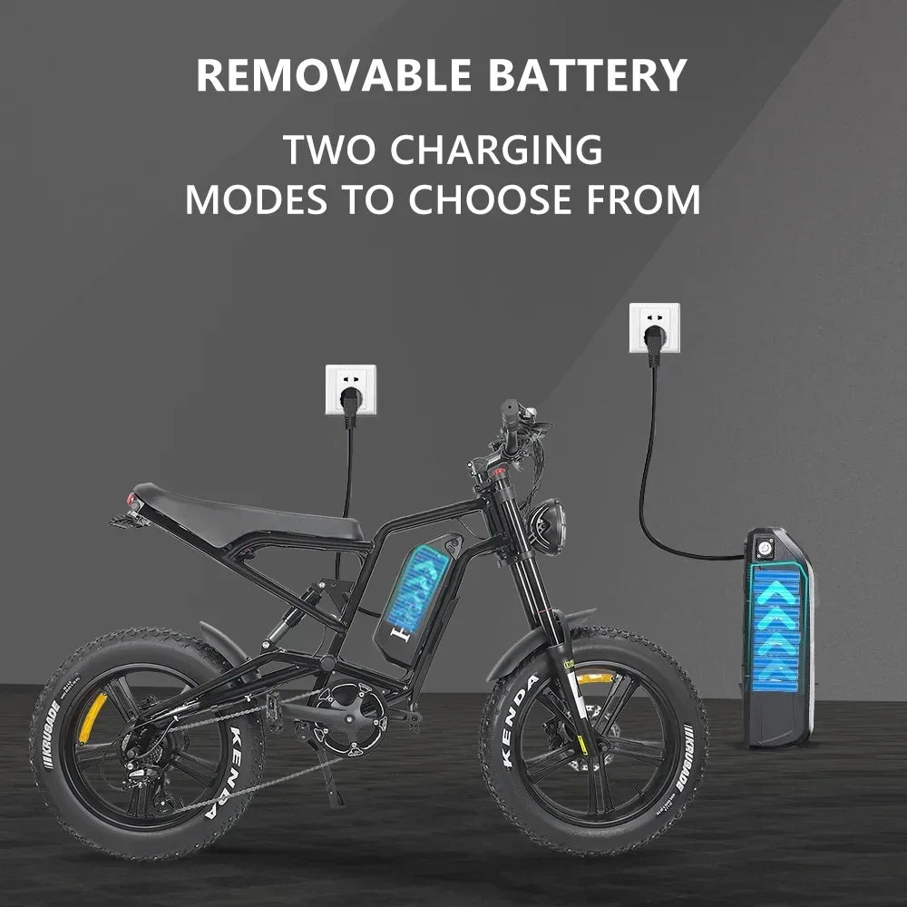 New HD - B6 Electric bike Fat Tire 20Inch Mountain Ebike 1200W Motor 48V 17.5AH Road Beach Motorcycle Power Electric Bicycle - RISE DEFENSE SYSTEMS.AI PRODUCTS