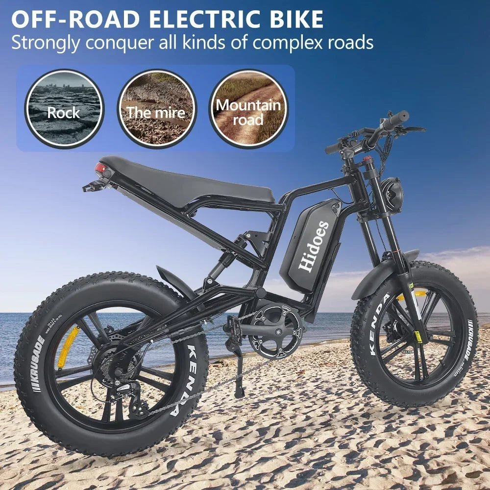 New HD - B6 Electric bike Fat Tire 20Inch Mountain Ebike 1200W Motor 48V 17.5AH Road Beach Motorcycle Power Electric Bicycle - RISE DEFENSE SYSTEMS.AI PRODUCTS