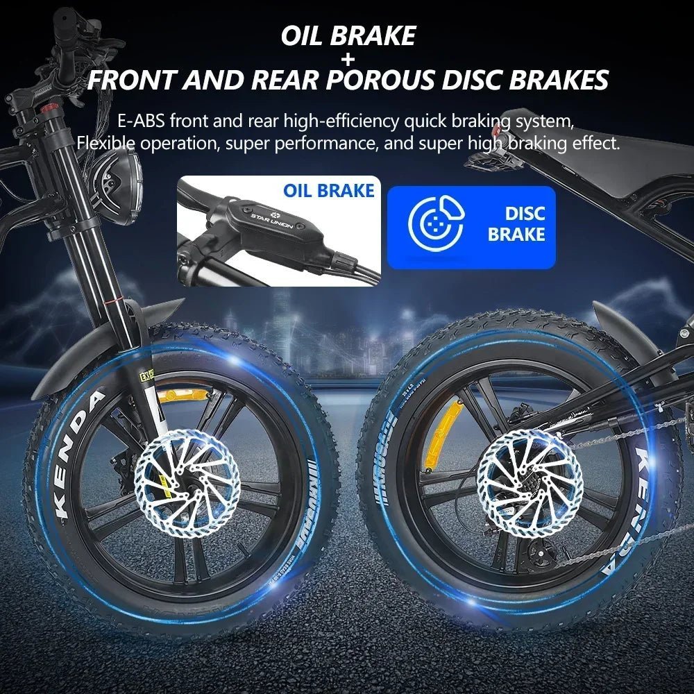 New HD - B6 Electric bike Fat Tire 20Inch Mountain Ebike 1200W Motor 48V 17.5AH Road Beach Motorcycle Power Electric Bicycle - RISE DEFENSE SYSTEMS.AI PRODUCTS