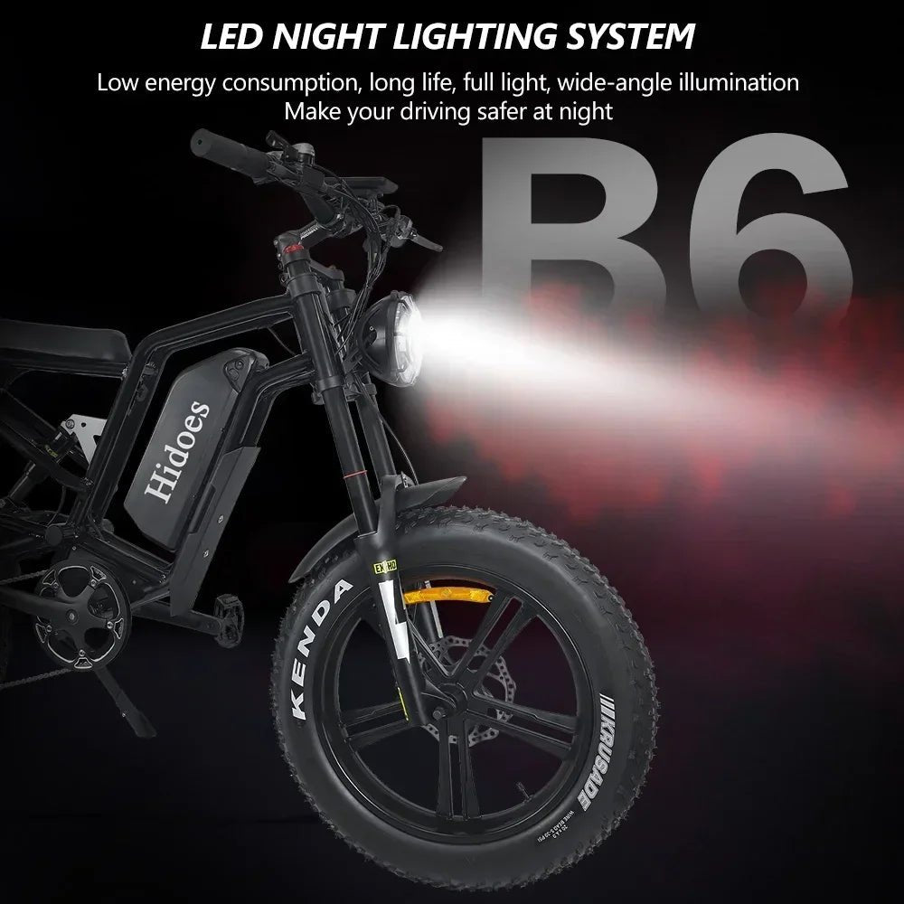 New HD - B6 Electric bike Fat Tire 20Inch Mountain Ebike 1200W Motor 48V 17.5AH Road Beach Motorcycle Power Electric Bicycle - RISE DEFENSE SYSTEMS.AI PRODUCTS