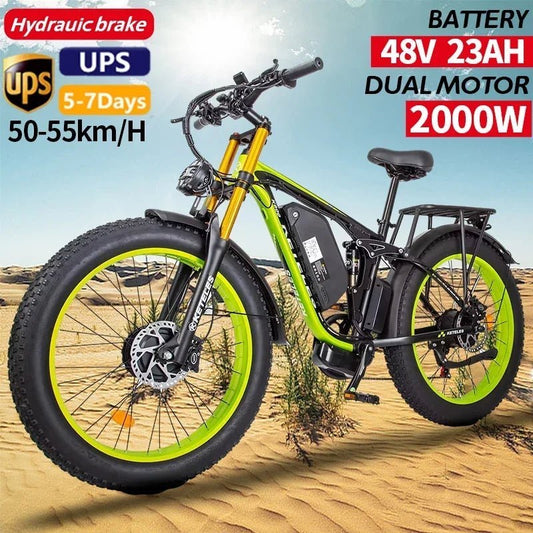 New Keteles - K800 Pro 2000W Dual Motor 48V 23AH 26*4.0 Fat Tire Hydraulic Brake Soft Tail Frame Hydraulic Big Front Fork Ebike - RISE DEFENSE SYSTEMS.AI PRODUCTS