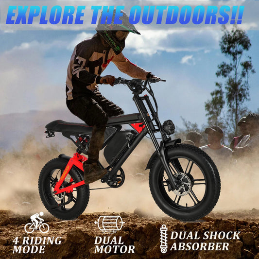 Nexusrider ThunderStrike Electric Dirt Bike Motorcycle 20inch Dual 2000W Full Suspension E Mountain City Bike For Adults Man - RISE DEFENSE SYSTEMS.AI PRODUCTS