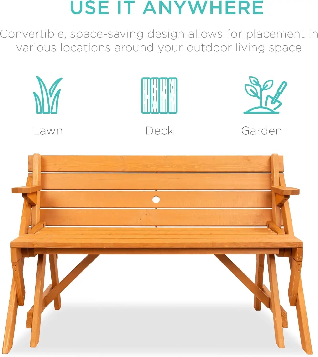 Products 2 - in - 1 Transforming Interchangeable Outdoor Wooden Picnic Table Garden Bench for Backyard, Porch, Patio,Natural - RISE DEFENSE SYSTEMS.AI PRODUCTS