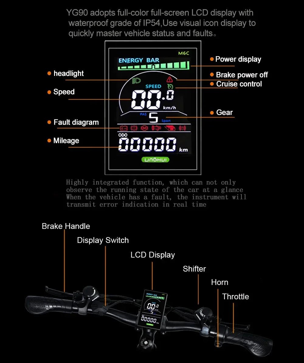 RANDRIDE YG90 Electric Bicycle 1000W 48V17AH Hydraulic Brake Ebike with Full Suspension 21 Gears Shift Free Rack - RISE DEFENSE SYSTEMS.AI PRODUCTS
