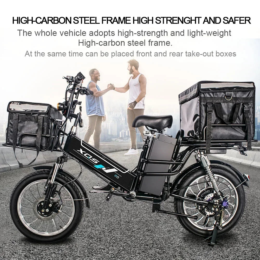 Takeaway Electric Bike 50AH+12AH Real capacity Ebike 20Inch 48V 1000W Can Place Front Rear Box Electric Bicycle Turn signal - RISE DEFENSE SYSTEMS.AI PRODUCTS
