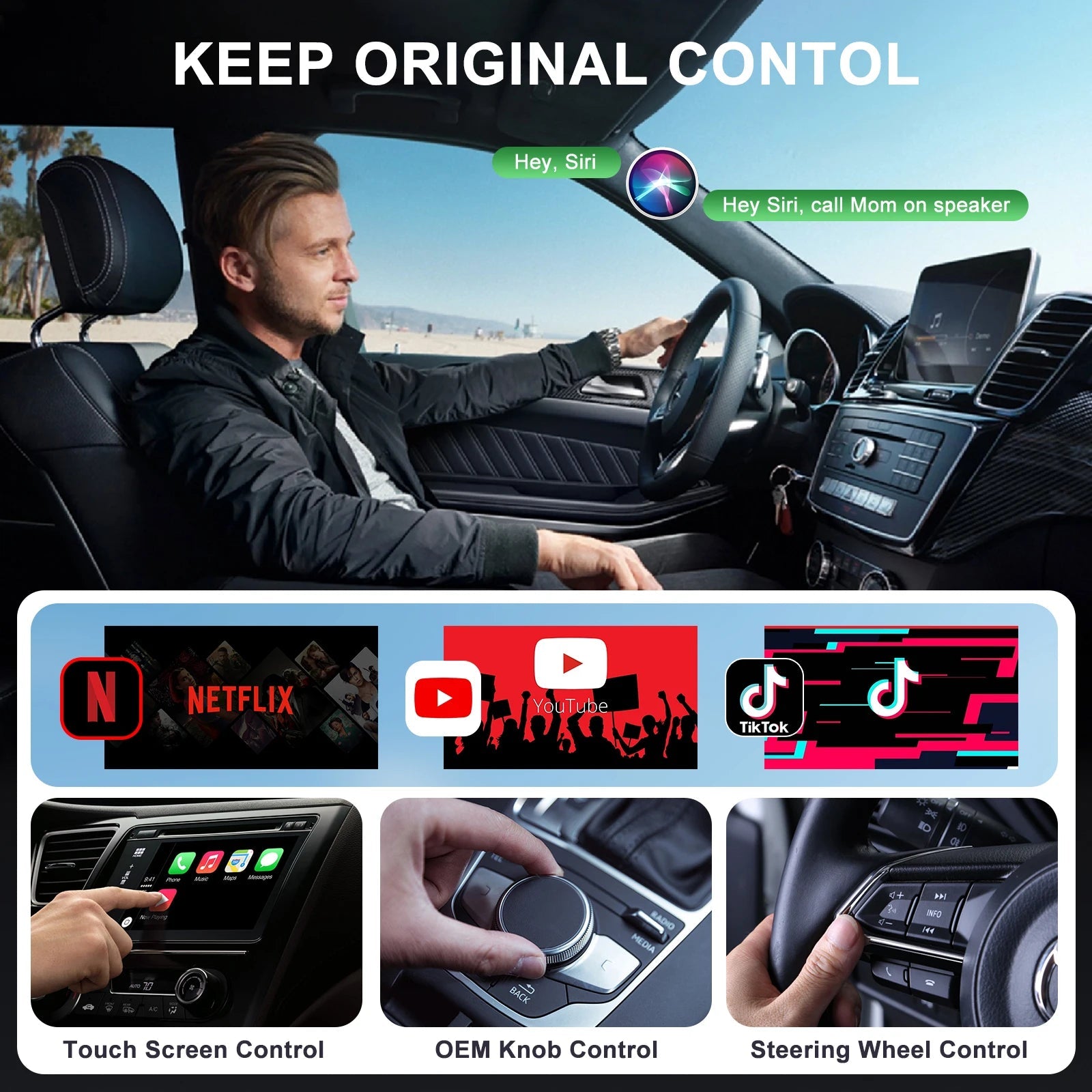 Wireless Video Carplay Adapter with Netflix/YouTube/ TikTok for OEM Wireless CarPlay Cars - RISE DEFENSE SYSTEMS.AI PRODUCTS