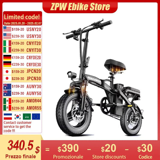 ZPW Ebike K100 400W 48V 30AH Electric bike Adult Fat Tire Folding Electric Bicycle City Commuter Electric Bike Urban Ebike - RISE DEFENSE SYSTEMS.AI PRODUCTS